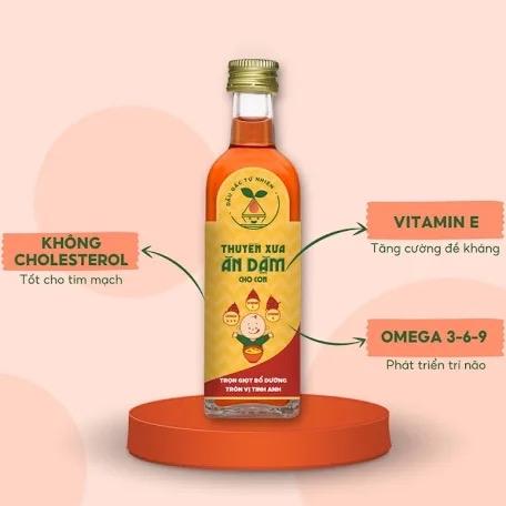 ￼Dầu Ăn Dặm Cho Bé Nguyên Liệu 100% Hạt Tự Nhiên (Óc Chó, Gấc, Sachi) - Thương Hiệu Thuyền Xưa 65ml 1