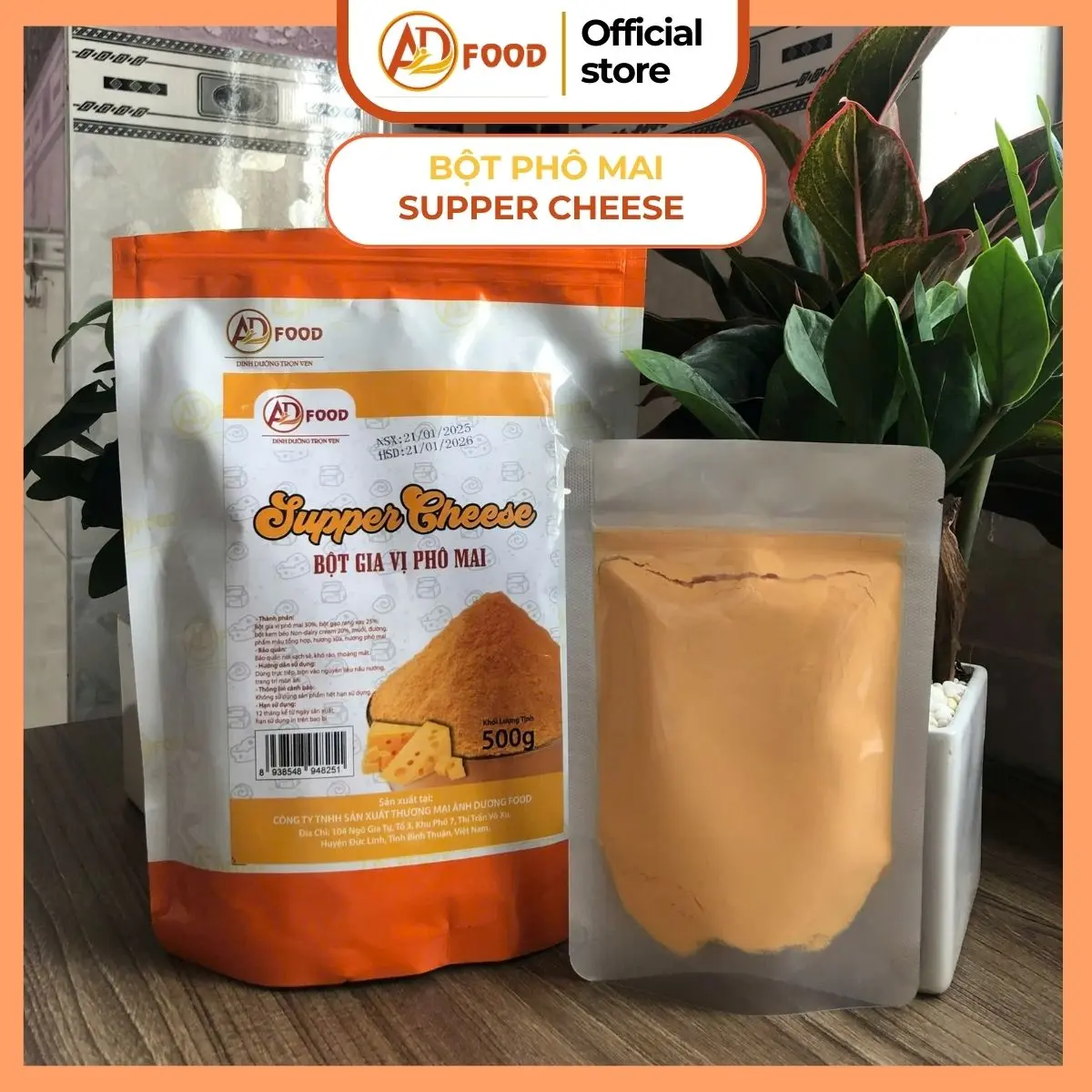 100g Bột phô mai Supper cheese ADFOOD - mặn ngọt màu vàng đậm làm gia vị lắc, sốt chấm, dùng để lắc khoai tây chiên, gà rán, bắp rang bơ hoặc pha chế cùng nước sốt
