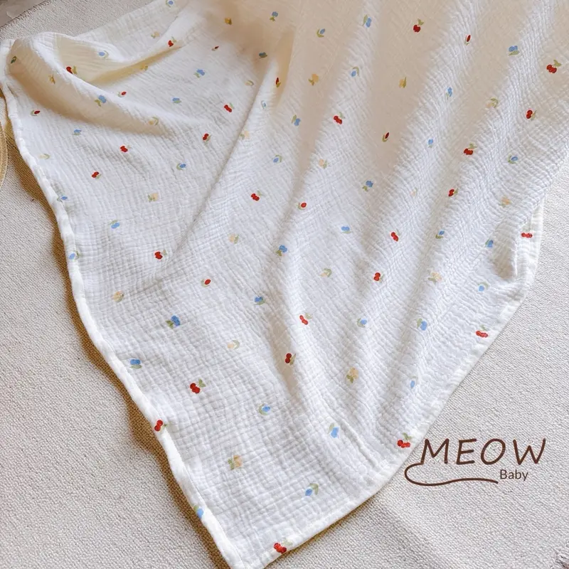 [Kèm Yếm] Khăn Tắm Khăn Quấn Xô Muslin 2 Lớp  Đa Năng Cho Bé Kích Thước 90x100cm em 5