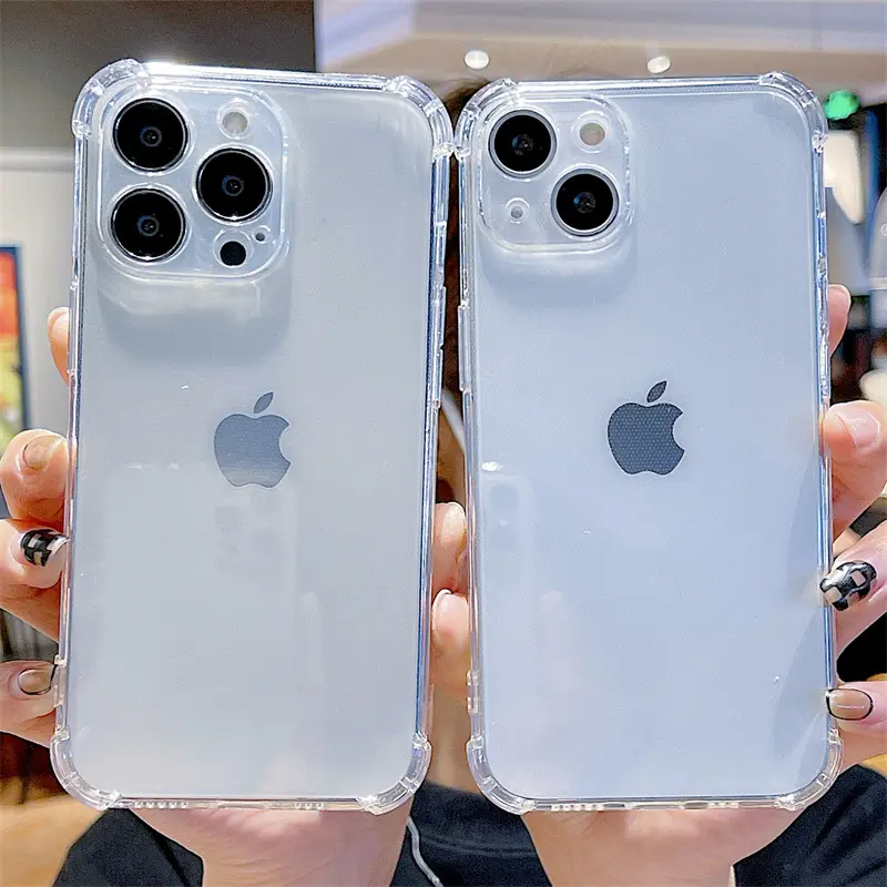 เคสโทรศัพท์กันกระแทก, CrashStar, ซิลิโคนใสหนา, กันกระแทก, มีสี่มุม, เข้ากันได้กับ iPhone 15, 14, 13, 12, 11, Pro Max, มินิ, XS, XR, X, 8, 7, 6, 6S Plus, + SE 2020, เคสโทรศัพท์ใสนุ่ม, พร้อมการป้องกันกล้องแบบเต็มฝา, การออกแบบที่เรียบง่าย