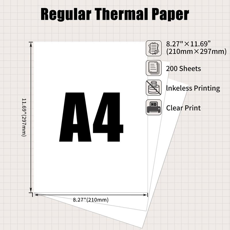 Product Introduction of Multipurpose Thermal Printing Paper, 100 Sheets/200 Sheets A4 Thermal Printing Paper for Continuous Printing, Office & School Paper 8