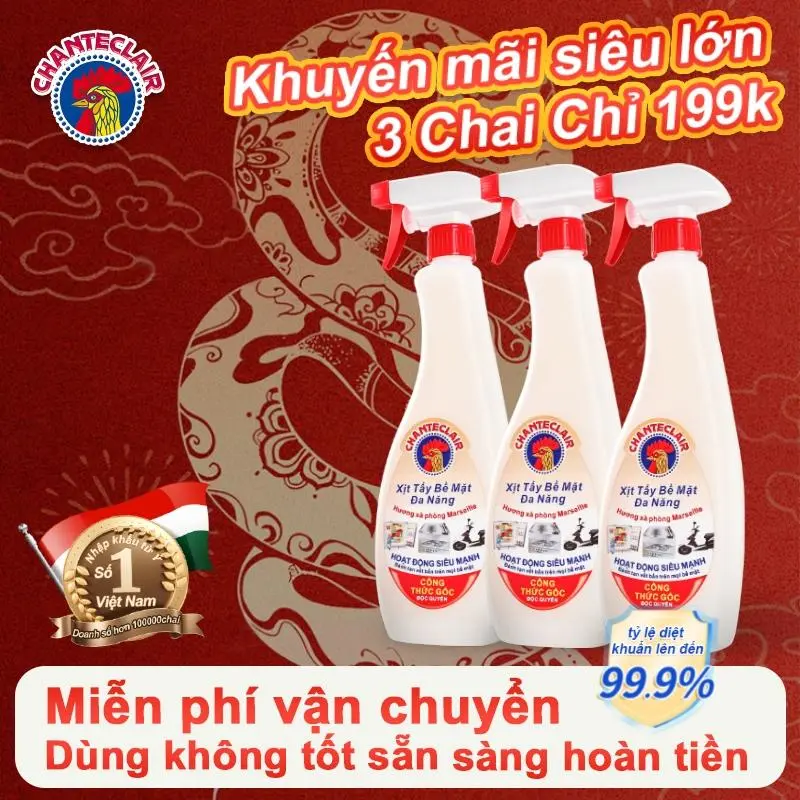[Bộ 3 Chai Xịt Tẩy Đa Năng CHANTECLAIR] - Siêu Tầy Mọi Vết Bẩn, Sạch Sáng Từng Góc Nhà