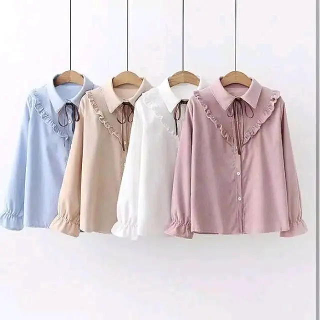 ATASAN CRINKLE AIRFLOW/KEMEJA WELLY SHIRT Variasi Wanita Airflow Kancing Busui Kerah Baju Panjang 0
