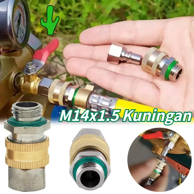 M14x1.5 Kuningan Anti Kusut Kompresor Air Angin Drat 1/4" Swivel Joint Model Coupler Cabut