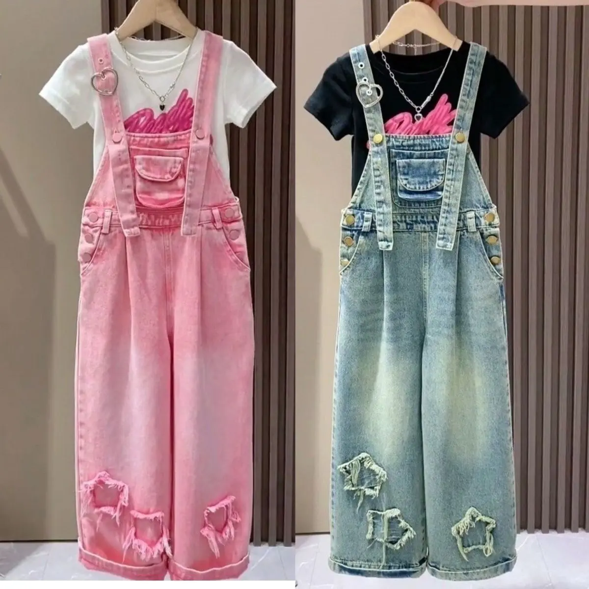 Bộ Quần Yếm Denim, Cho Bé Gái, Phong Cách Phương Tây, Dáng Rộng Vừa Vặn, Tuyệt Vời Cho Mùa Xuân Và Mùa Thu, Người Nổi Tiếng Trên Internet, Thích Hợp Cho Mùa Hè, Quần Trẻ Em Trung Và Lớn, Hàng Mới Về 2024