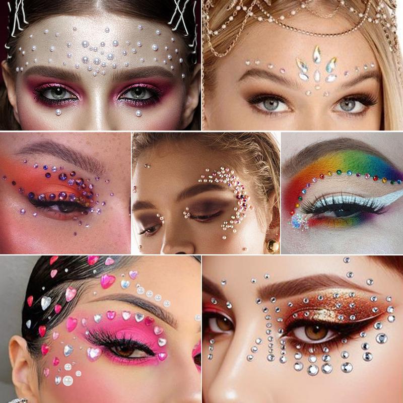Diamond Face Stickers Nail Art Diamond Face Performance Party Makeup Ball Decorations No Glue Decorative Face Stickers 3