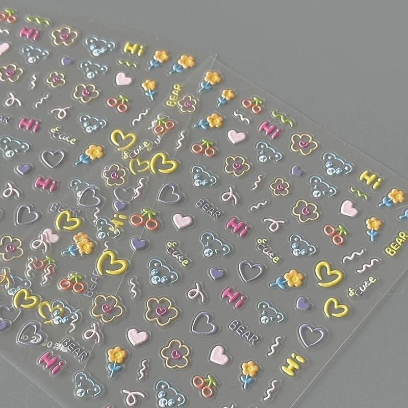 Product Introduction of 2025 Cute Nail Sticker Soft Embossed Self Adhesive Cartoon Stickers Cartoon Multifunction Decal Nail Art Sticker 10