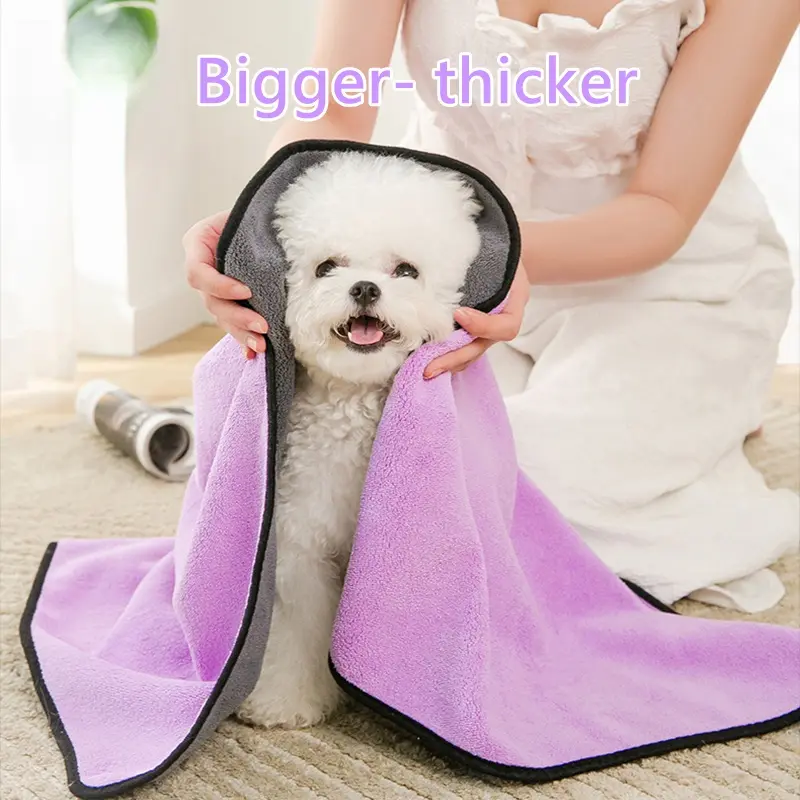 Khăn tắm cho chó, được nâng cấp và dày hơn, siêu thấm, thích hợp cho chó và mèo, làm bằng Microfiber, có thể được sử dụng làm chăn cho thú cưng