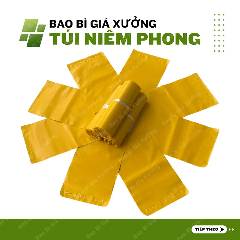 Túi Niêm Phong Màu Vàng Tươi Nhiều size, Chống Nước Tự Dính Siêu Dai Siêu Rẻ - Bao Bì Giá Xưởng 3