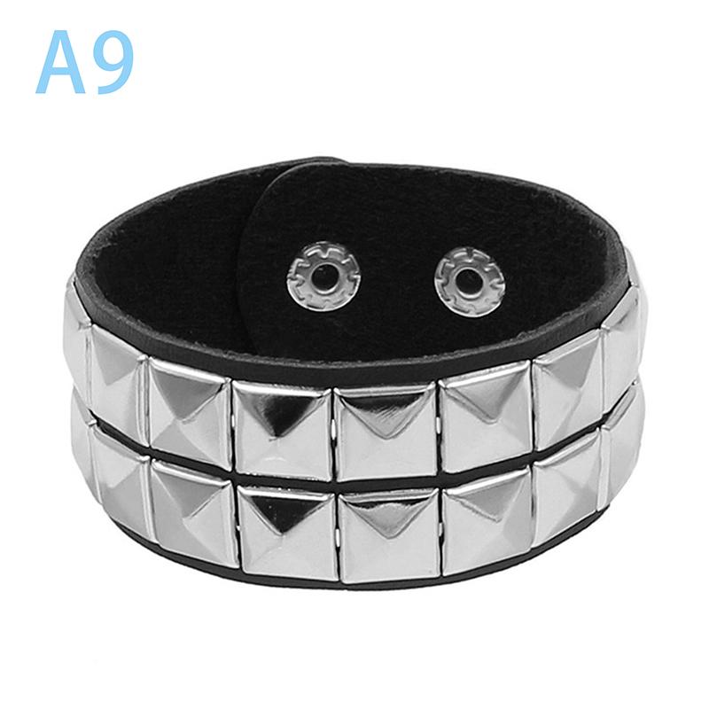 Product Introduction of Vòng Tay Phong Cách Punk Thời Trang Thập Niên 90, Cá Tính, Làm Bằng Da PU, Ba Hàng Đinh Tán, Vòng Tay Vuông, Vòng Tay, Thích Hợp Cho Bữa Tiệc Năm 2024, Tuyệt Vời Làm Quà Tặng 19