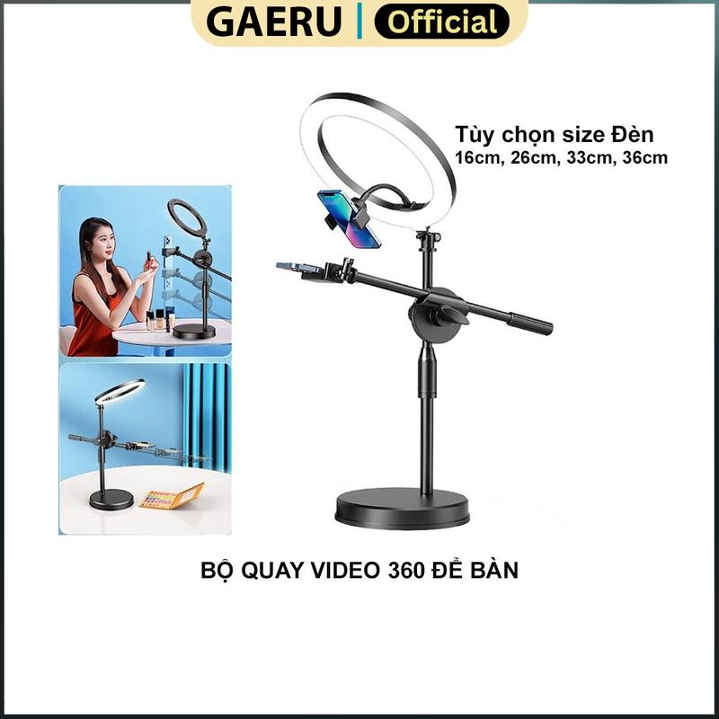 Giá Đỡ Điện Thoại GAERU D01 Hỗ Trợ Livestream, Quay Video Từ Trên Xuống, Có Đèn Led Trợ Sáng, Quay Video Review [BH 12th] Phụ Kiện Selfie tripod  360 gấpgọn