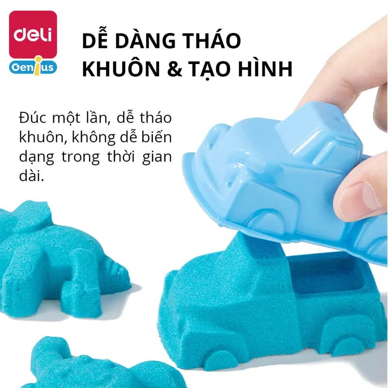 Cát Động Lực Cho Bé Deli - Cát vi sinh Đồ Chơi An Toàn - Không dính tay, Lên Khuôn Tốt, Cát Hạt Gel Mịn - Túi zip 500g Toy 4