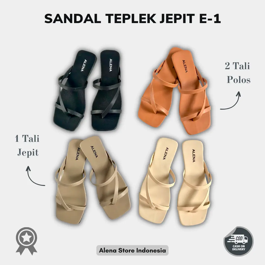 Sandal Wanita Teplek Tali Jepit Silang Flat E-1