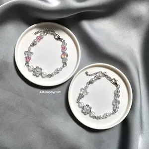 ￼[GKK002] 1pcs - Gelang Manik Kawat Silver Premium / Beads Korean series / Best seller / new