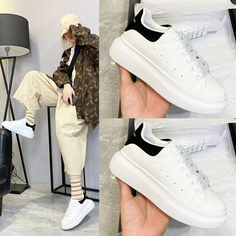 McQueen White Sneakers Spring Versatile Thick-Soled Height-Increasing Casual Sports Shoes Student Board Shoes Internet Celebrity Style Unisex Couple Shoes