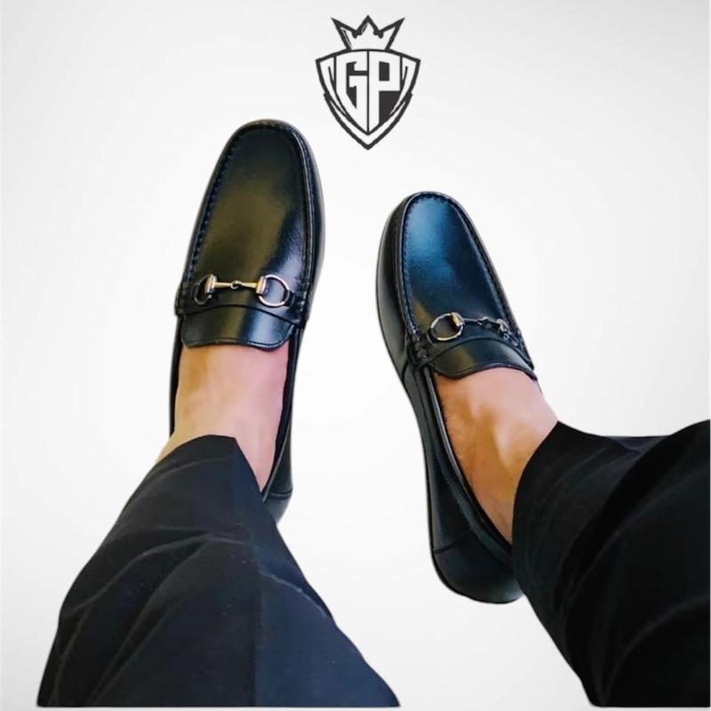Mc01 - Giày Mọi Nam Da Bò, Giày Lười Nam Moccsins Màu Đen Shoes 3