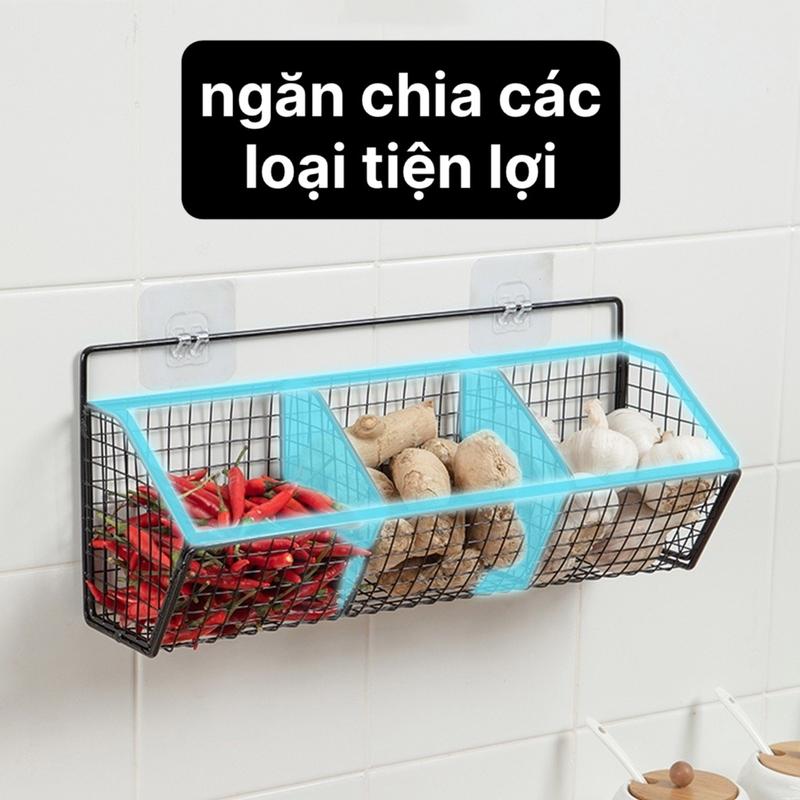 Kệ 3 Ngăn Đựng Gia Vị Hành Tỏi Đồ Khô Tiện Lợi-Kệ Để Đồ Nhà Bếp, Nhà Tắm Đa Năng Dán Tường Siêu Chắc Không Cần Khoan Đục 7