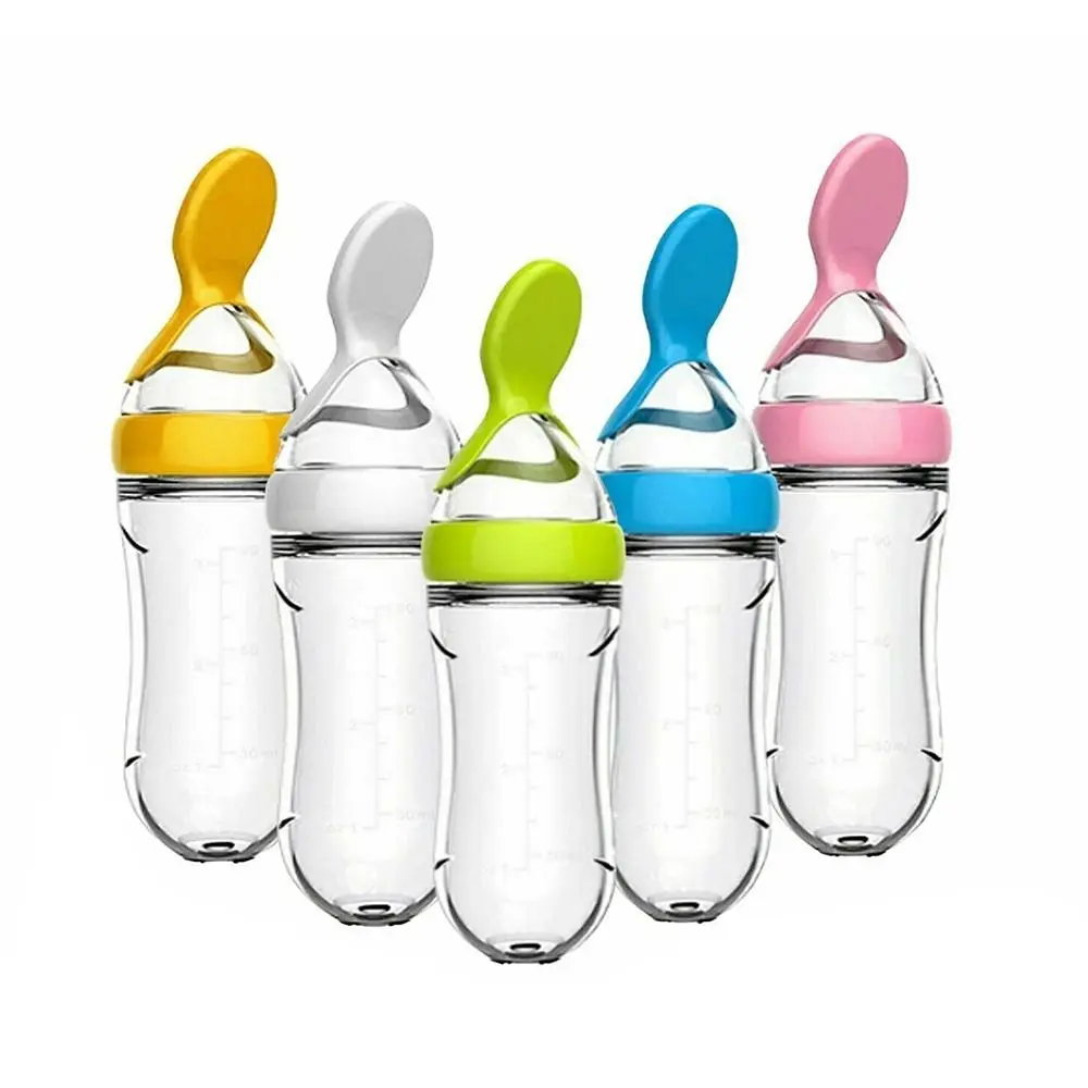 Safe With Spoon Feeding Bottle Silicone Squeezing Milk Bottle Rice Cereal Baby Tableware Kids