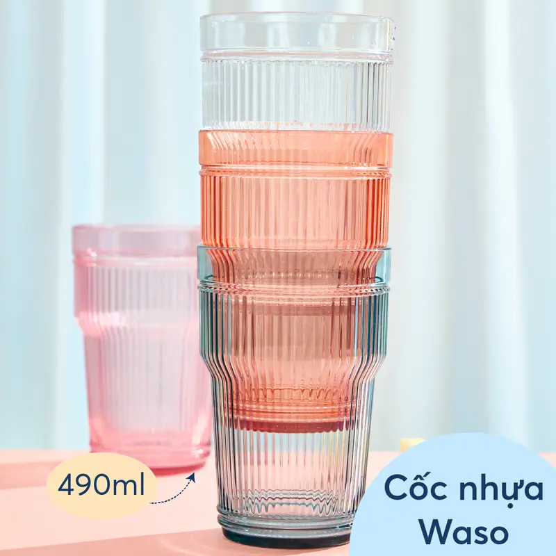 QUÀ TẶNG KHÔNG BÁN - Cốc nhựa Inochi Waso 360ml + 490ml, nhựa cao cấp an toàn, cốc trong suốt, bền đẹp 2