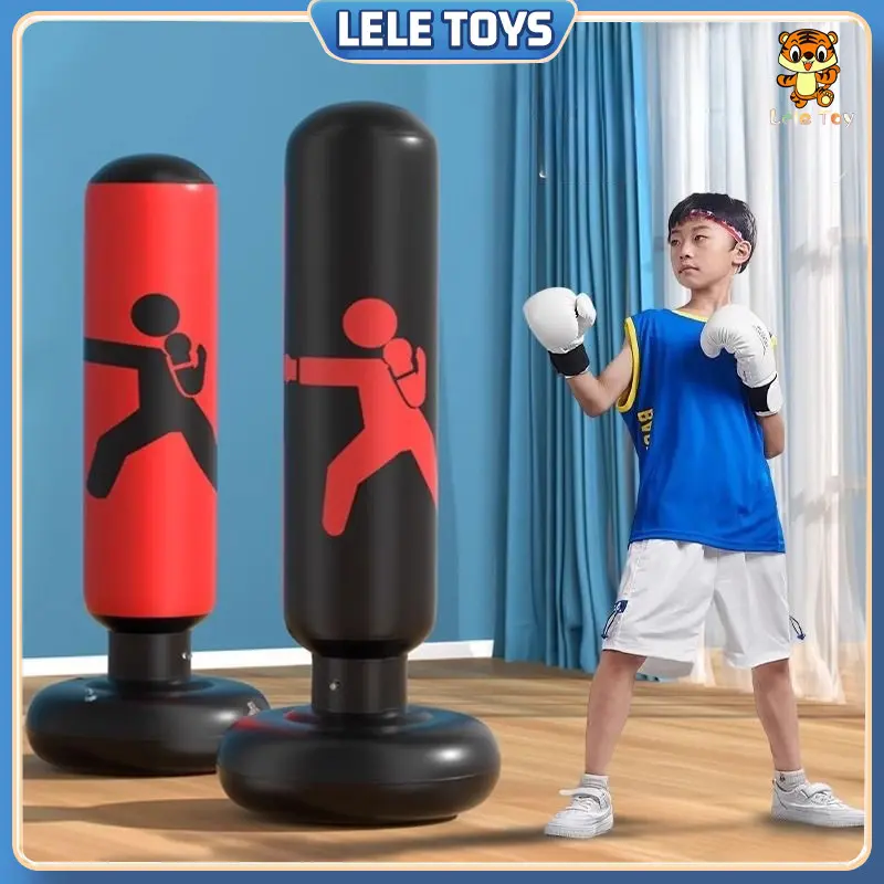 Leletoys Anak-anak Inflatable Tinju Kolom Tumbler Tinju Kolom Tinju Sarung Tangan Kebugaran Rumah