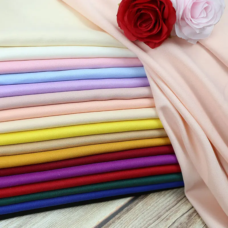 Red Plum Jjxxrrjj High Twist Flax Chiffon Fabric Thick Chiffon Opaque Dress Large Swing Skirt Han Chinese Clothing Ethnic Style Clothing Fabric