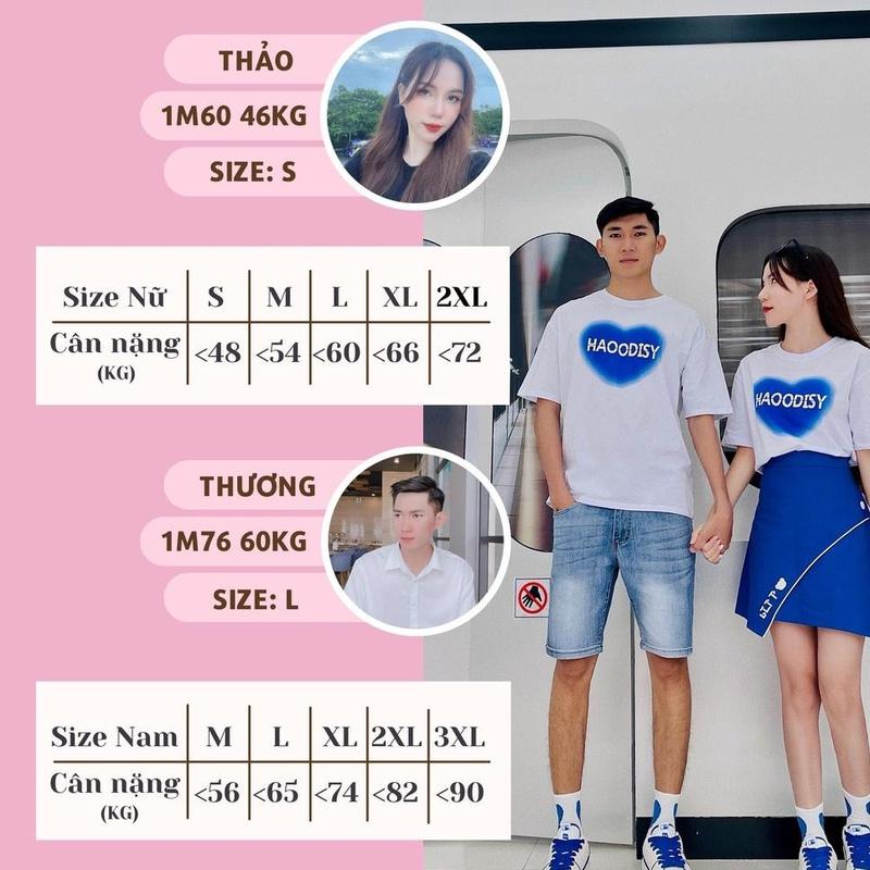 Áo Cặp Đôi Nam Nữ Couple Unisex Form Rộng Hình Trái Tim In Chữ Chất Liệu Cotton Quảng Châu Cao Cấp HAPPYLOVE H005 3