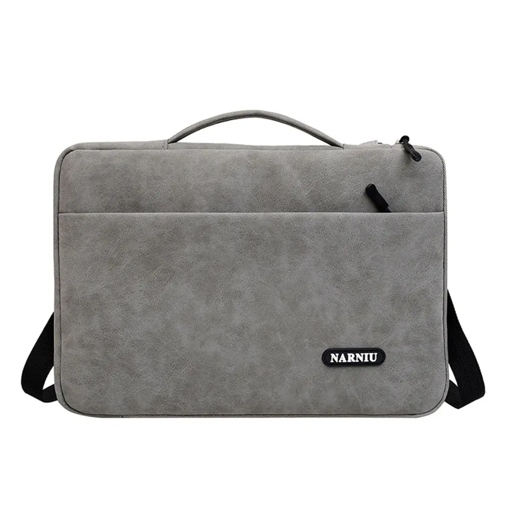 12 14 16 inch Laptop Bag PU Computer Shoulder Handbag for Women Men Briefcase