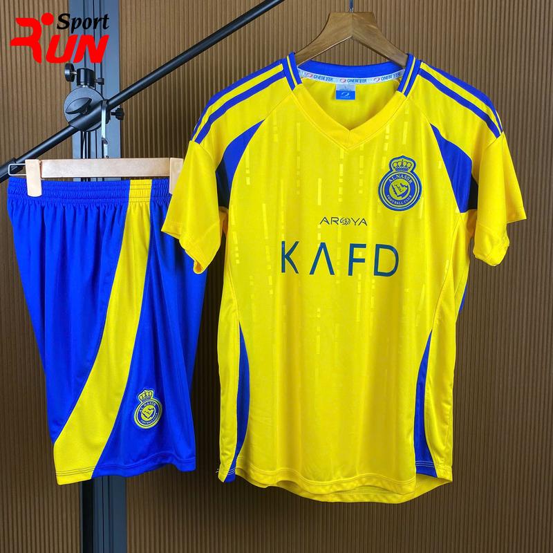 Bộ áo bóng đá, Đồ đá banh, Áo đấu clb Al Nassr 2024-25 màu vàng hàng đẹp - Vải thun lạnh co giãn, thoáng mát RUN SPORTS- IN TÊN SỐ