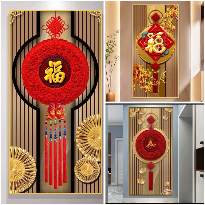 Tranh Dán Tường Chữ Phúc Lộc Thọ Trang Trí Phòng Khách Ngày Tết Decor Decal