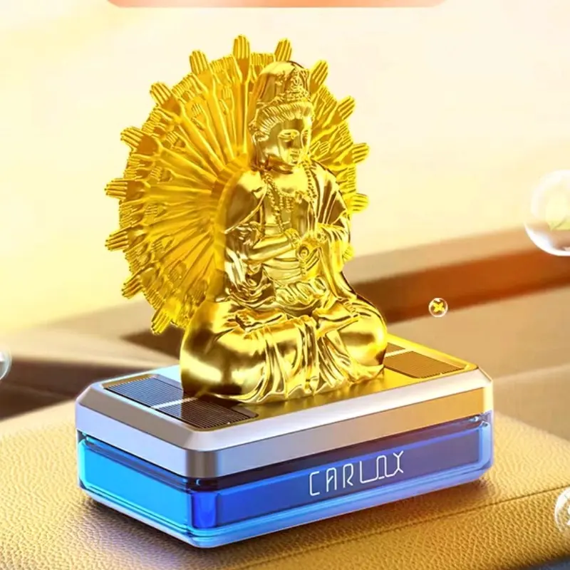 Nước Hoa Ô Tô Tượng Phật Xoay 360 độ Năng Lượng Mặt Trời 4