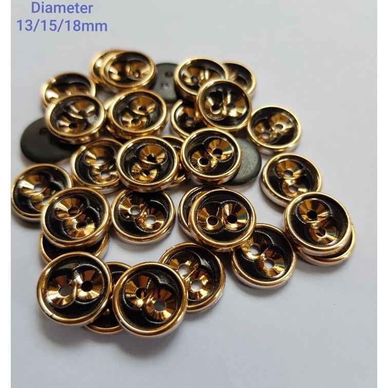 Product Introduction of Kancing Baju Import Motif Mata Hitam List Emas 13 mm dan 15 mm Isi 100 PCS 20