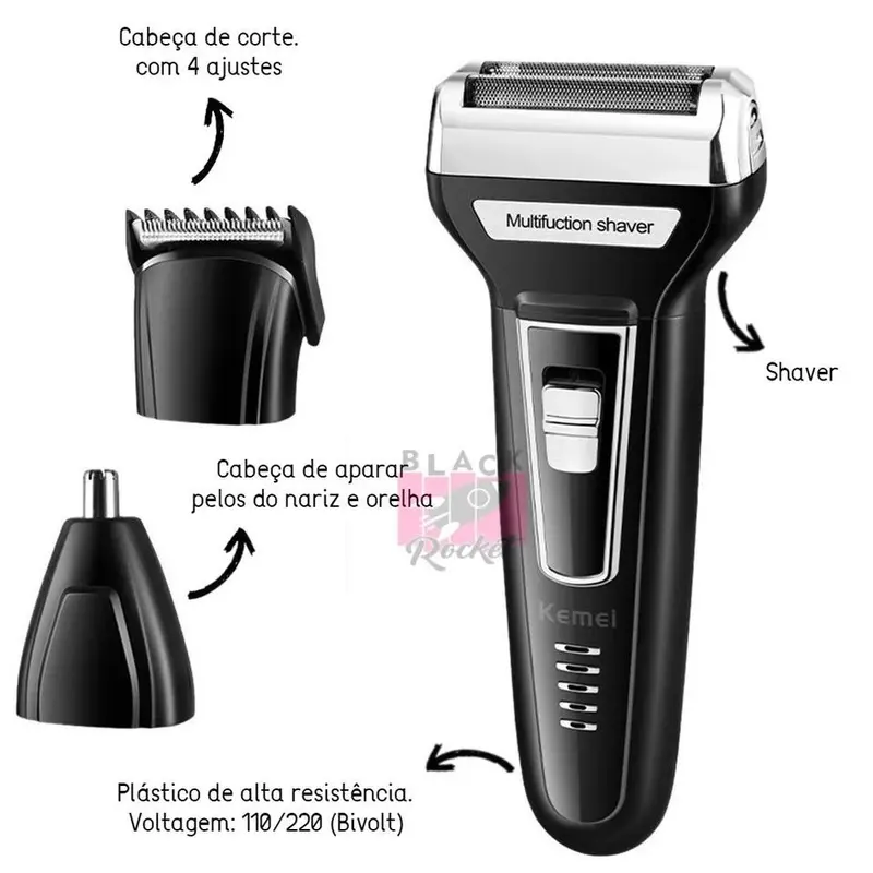 [BISA COD] Kemei KM 6558 Hair Clipper 3in1 Alat Cukur Rambut Jenggot Dan Bulu Hidung 5