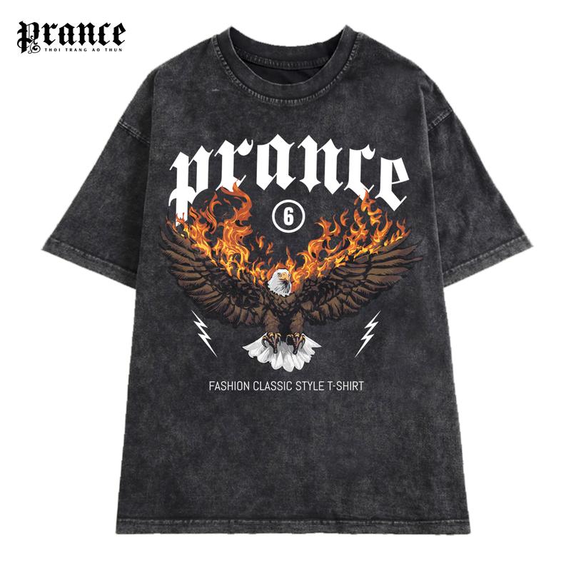 Áo Thun Đại Bàng PRANCE 06 Local Brand, Xám Wash From Rộng, Oversize Nam Nữ, Chất Liệu Cotton 100% Cao Cấp áophông xámkhói