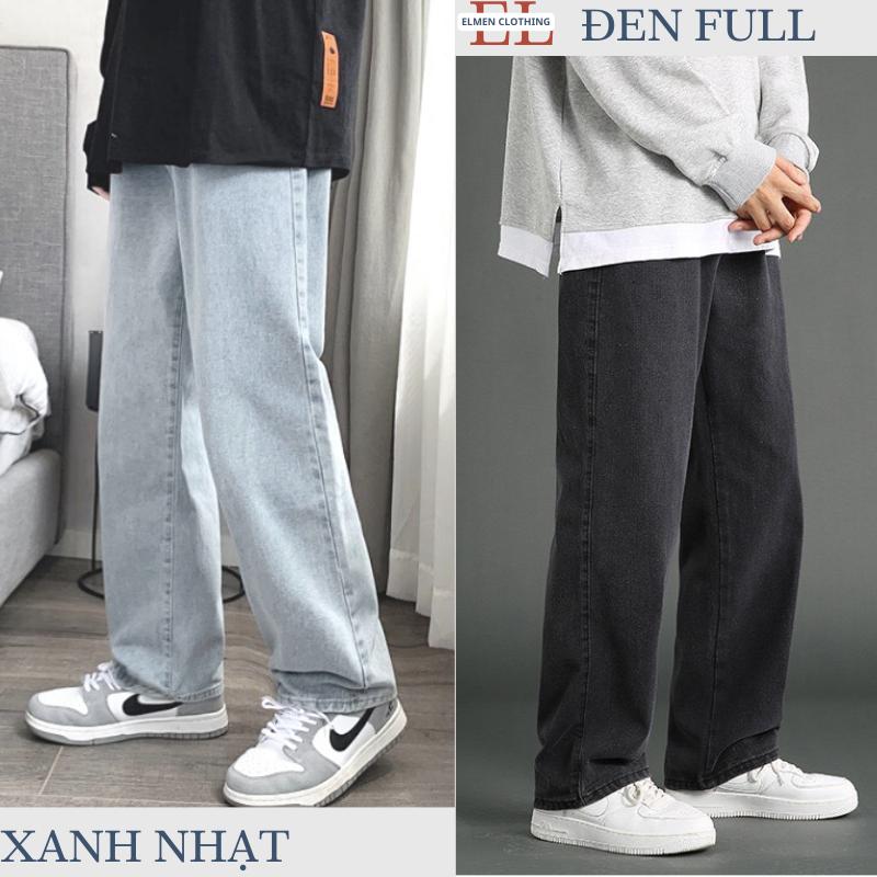 Quần jean nam ống suông rộng phom dáng baggy 4 màu Xanh, Đen, Xám, Trắng Menswear Pants Có Túi Ong