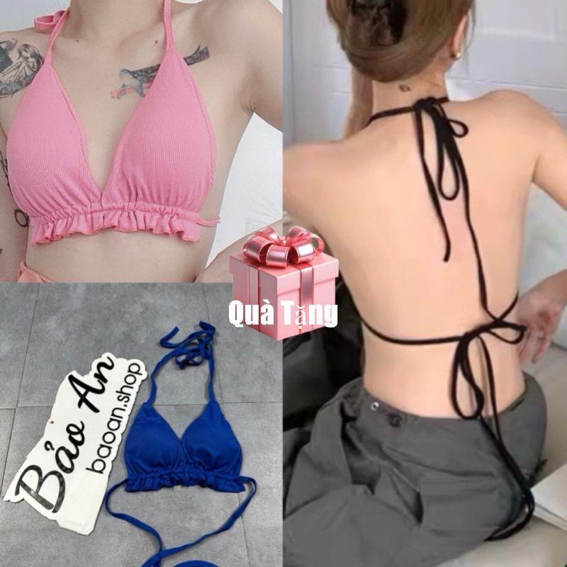  Bảo An Shop  A-202  Áo Bra Nữ Phối Kiểu Dây Hở Lưng Gợi Cảm Thể Thao Chất Vải Thun Gân Len 4 Chiều Free Size Quà Tặng Miễn Phí 