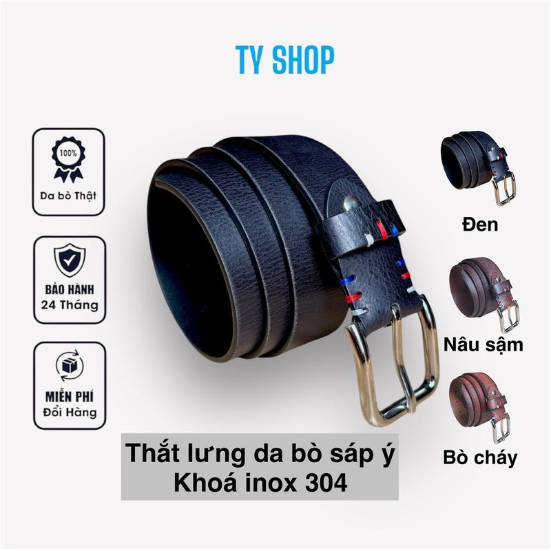 Thắt lưng nam da bò sáp ý (khoá inox, đồng đúc và kim loại) cao cấp và phụ kiện Đinh đục lỗ