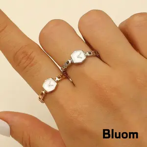 [Bluom] Cincin Jam Tangan Terbalik Desain Minimalis Buka Dapat Diatur Modis untuk Wanita M109