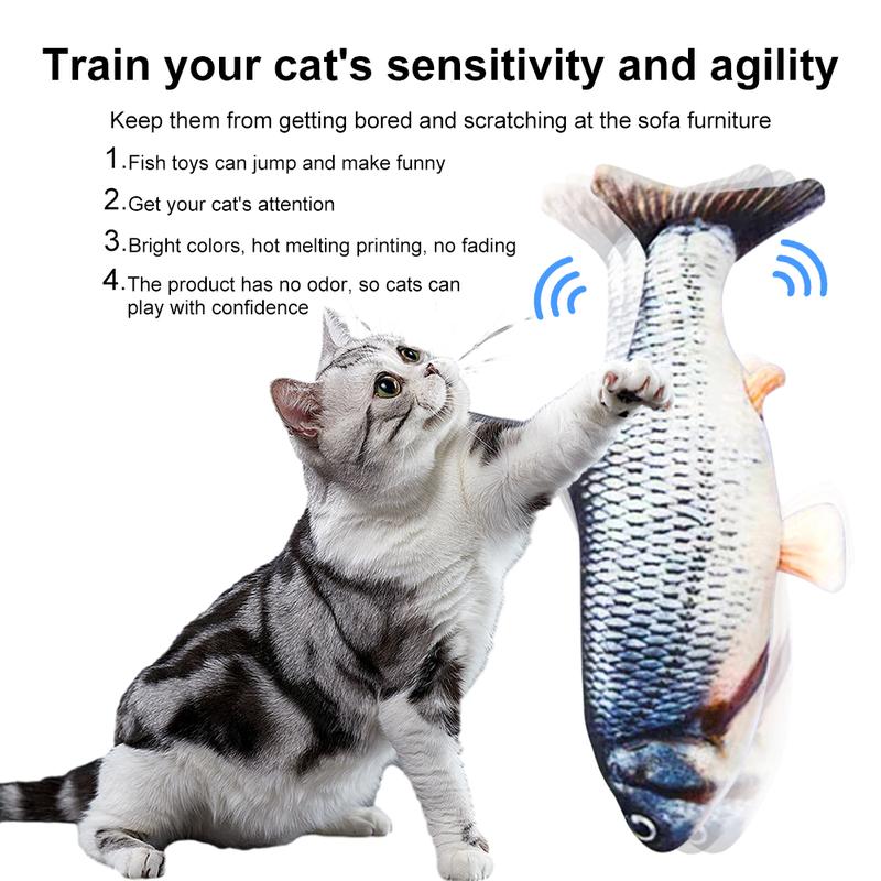 Product Introduction of Electric Interactive Cat Wagging Chewing Toys Cats Pet Supplies USB Rechargeable Electric Fish 16