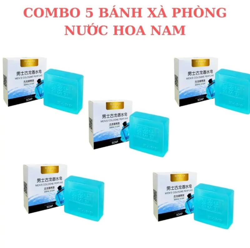 Combo 5 bánh Xà Phòng Tắm Nam Hương Nước Hoa Kiềm Dầu Làm Sạch Da Dành Cho Nam Không chứa cồn Cấp nước Axit amin