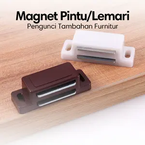 Magnet Pintu Lemari Laci Kotak Coklat Putih Besi / Magnet Pintu Kayu Isi 1 Pcs