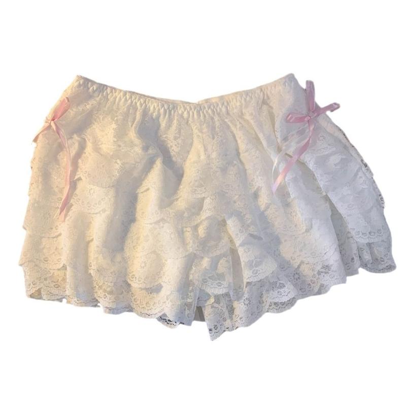 Product Introduction of Fashion JK Lolita Lace Safety Pants Ruffled Bowknot Summer Loose Short Pants Multi-layer Anti-glare Safety Shorts Women Clue 15