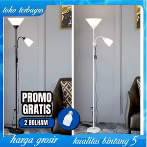 lampu Hias Besi Stand Meja Lantai Double Standing Lamp Estetik Ruang Tamu Kamar Tidur Bisa COD