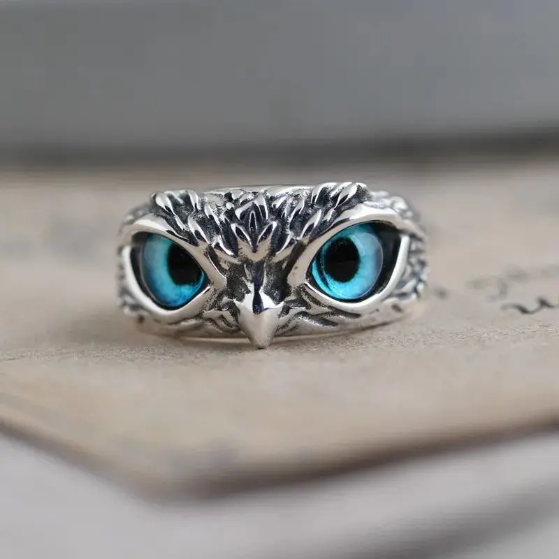 Creative Owl Ring for Women, Lucky and Dominant, Men's Silver Jewelry, Ins Style, Non-Fading, M Personality, Retro Men's