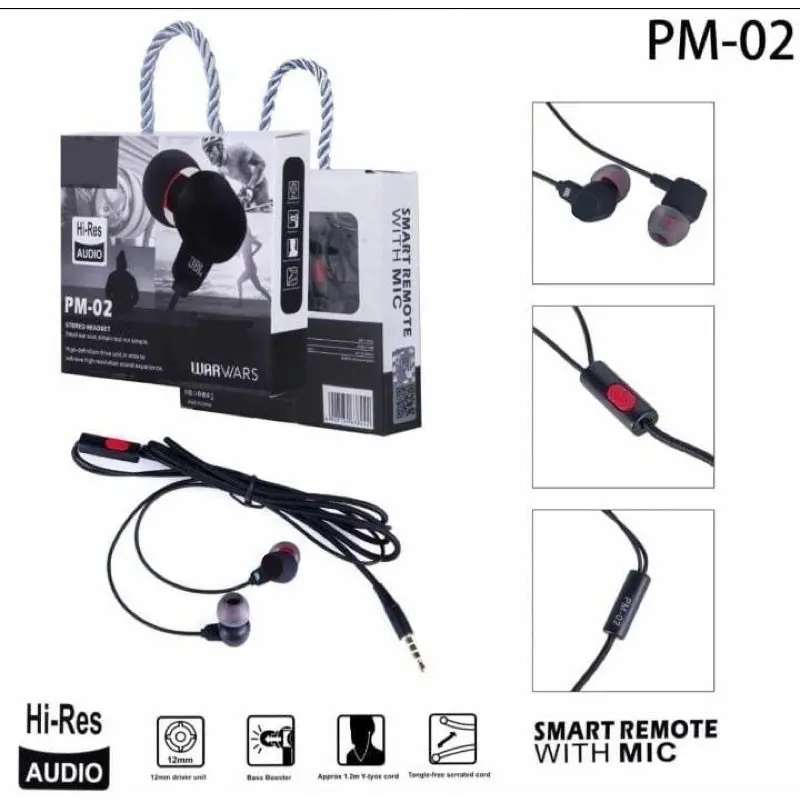 Earphone Headset BIG BASS PM-02 SUPER BASS SUARA JERNIH Earphone stereo handsfree henset earphone earplug 2