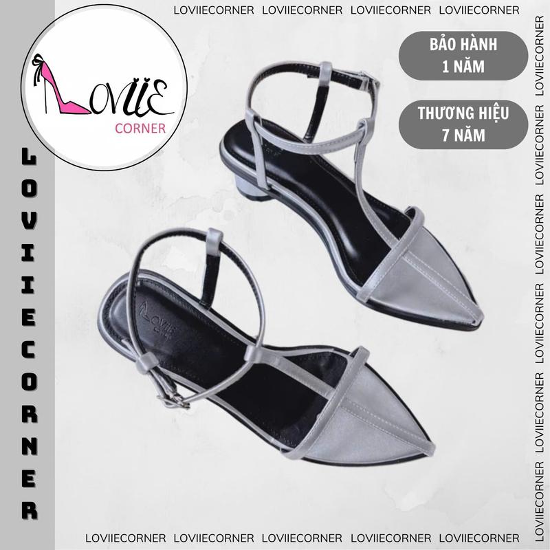 LOVIIECORNER - SANDAL CAO GÓT NỮ DÂY MẢNH MŨI NHỌN HỞ HẬU CÀI KHÓA - GIÀY THỜI TRANG QUAI NGANG ĐẾ TRỤ TRÒN 5 PHÂN - G230822