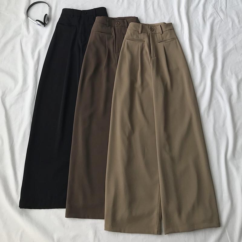 Quần Ống Rộng Nữ JEM CLOSET Quần Suông Lưng Cao Chất Vải Sẹc Ý Co Giãn Hách Dáng Phong Cách Hàn Quốc GUMM 2968 Pants Jean