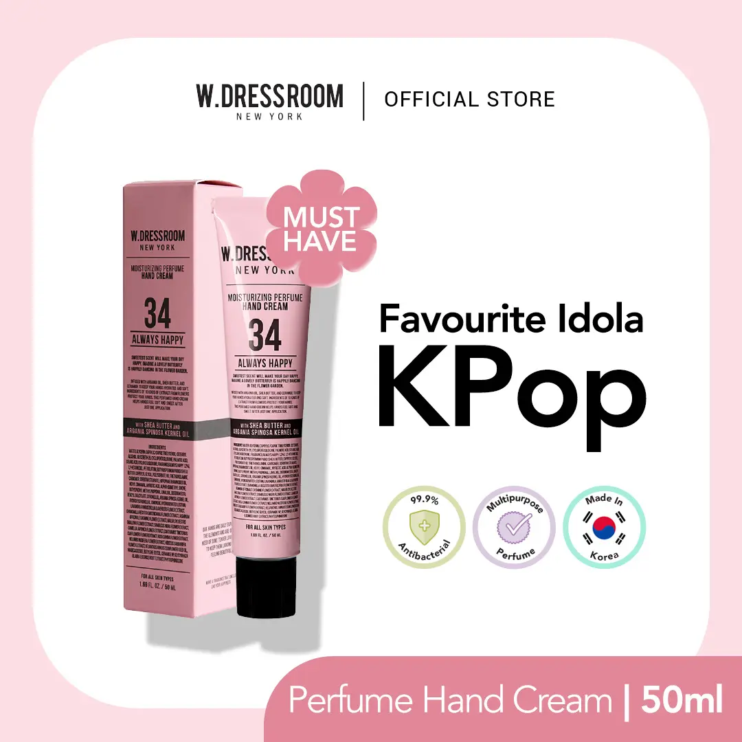 W.DRESSROOM Hand Cream No. 34 Always Happy (50ml) - Perfumed Lotion - Korea BTS favorit