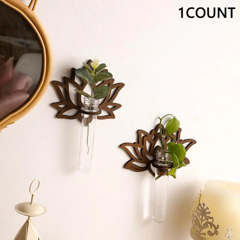Wooden Lotus Flower Wall Decor, Wall Hanging Planter, Boho Home Decor, Wall Vases for Decor Dried Flowers and Faux Greenery, Farmhouse Wall Decor for Living Room, Hangable