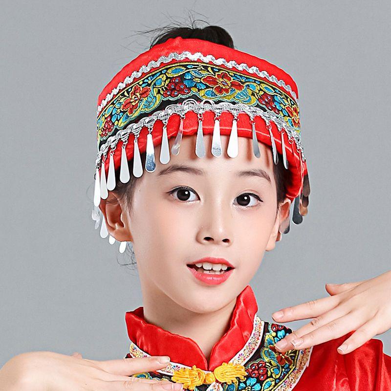cài tóc Biểu Diễn số lượng ít cho trẻ em, Trang sức bạc Biểu Diễn của Vân Nam Guizhou, Thích hợp cho bé gái, Mũ Yao Tujia Miao 3