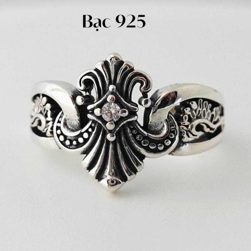 Nhẫn bạc freesize M78 họa tiết vương miện phù hợp cả nam và nữ | Midas Jewelry | hoa phụ kiện